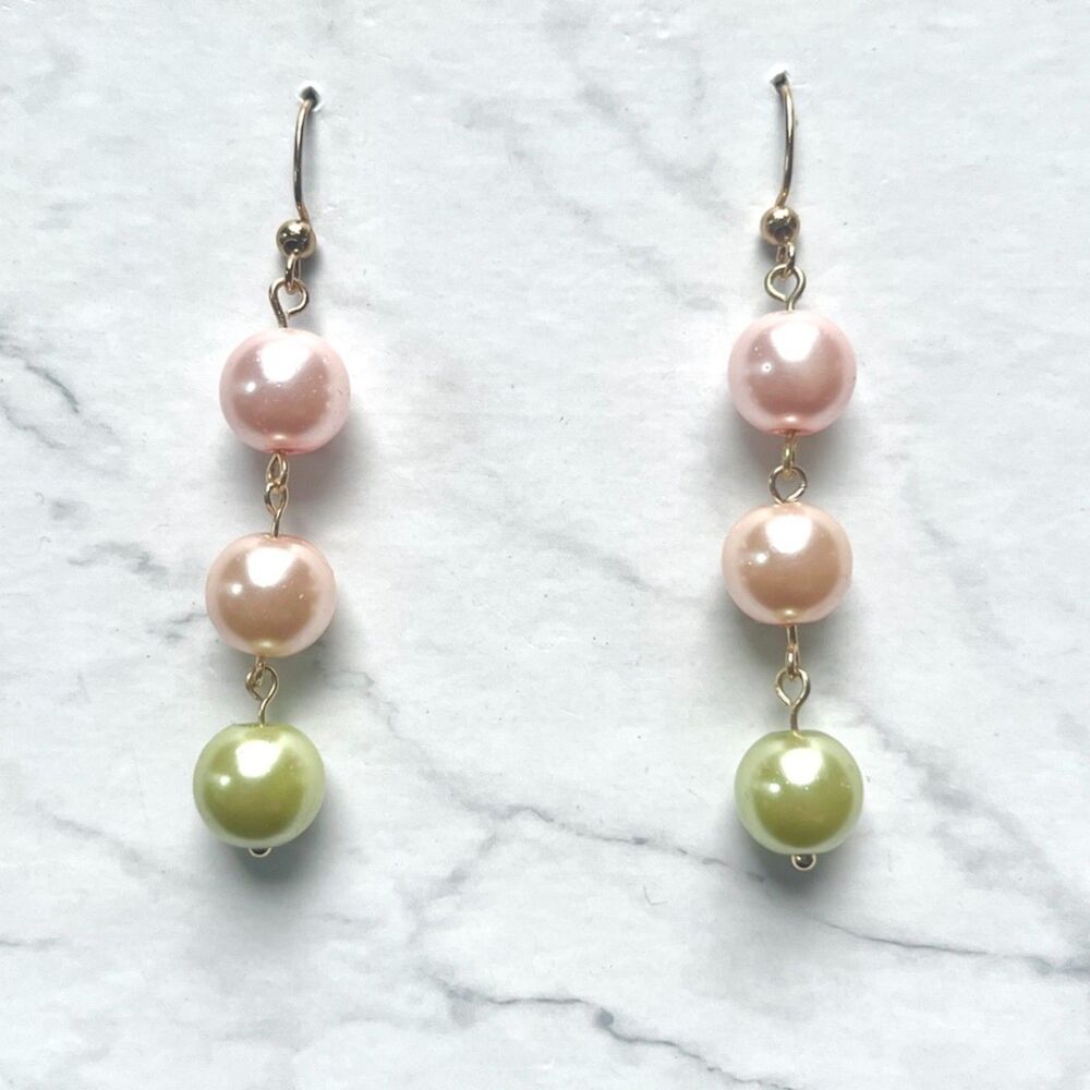 Warm Tone Hombre Pearl Drop Earrings